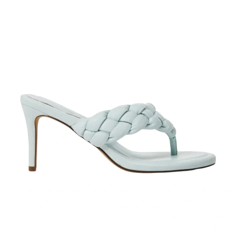 Women's Braided Thong Heeled Sandals - Light Aqua/Blue